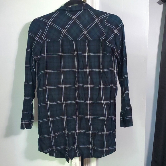 2/$5 H&M Teal Plaid Button-down Shirt - Picture 3 of 4